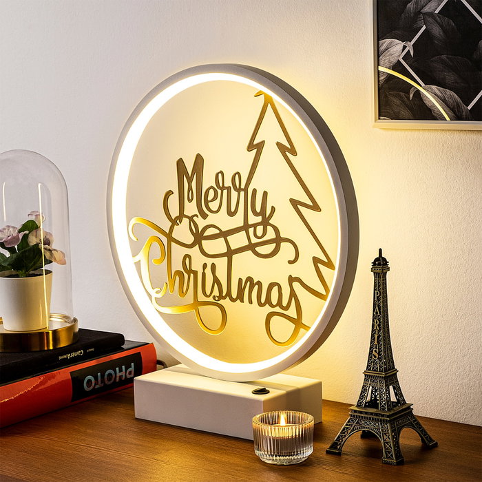 Opviq Lámpara de mesa XMAS10 Blanco y Dorado
